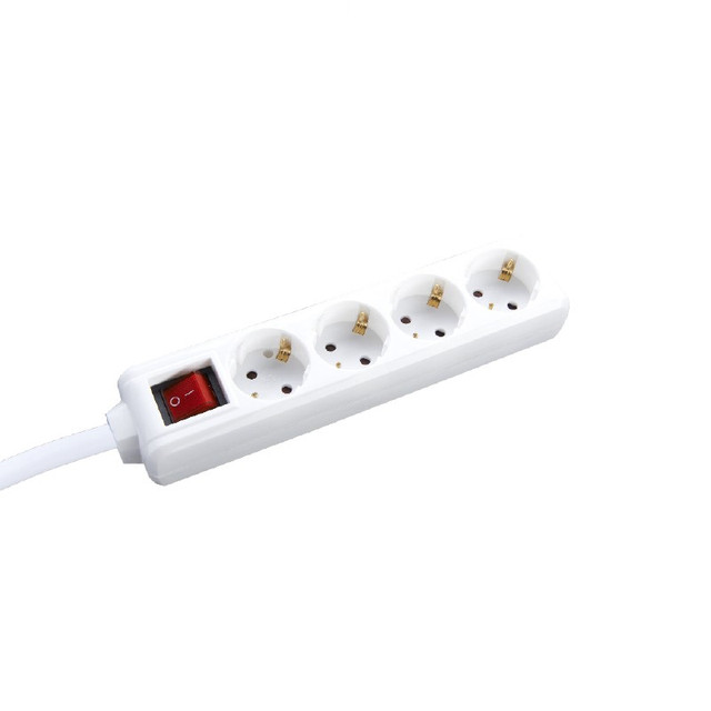 ACA Lighting MULTISTRIP 4 SOCKETS WITH CHILD PROTECTION & SWITCH 16A IP20 WITH CABLE H05VV-F 3x1.5mm2/ 1.5m — BMS20CS415 — manufacturer representative image