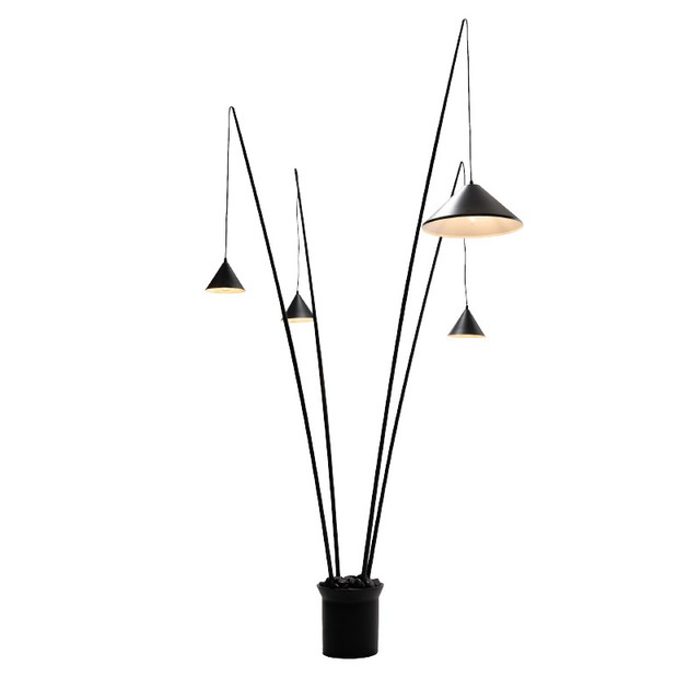 ACA Lighting FLOOR LAMP 4-LIGHT BLACK METAL AND RESIN D100 H250cm 4ΧE27 DELIA — MF7792
