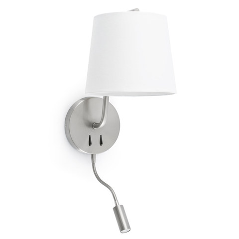Faro Barcelona BERNI Satin nickel wall lamp with reading light — manufacturer representative image
