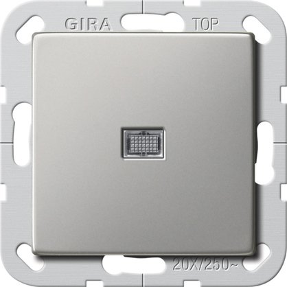 Gira British Standard rocker switch (BS EN 60669-1) 20 AX 250 V~ with rocker and control light stainless steel Circuit breaker, 2-pole — 2834600