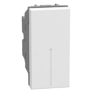 BTicino Pushbutton 1P NO 10A 1 module white, axial, lightable, automatic terminals — YW4055A