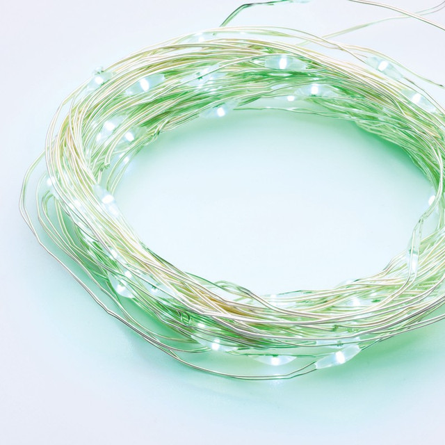 ACA Lighting 100 LED STRING LIGHTS TIMER GREEN SILVER COPPER WIRE & BAT.3XAA IP44 10m+10cm — X01100515
