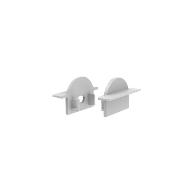 ACA Lighting PHASE OUT SET OF GREY PLASTIC END CAPS FOR P101, 1 WITHOUT HOLE & 1 WITH HOLE — EP101