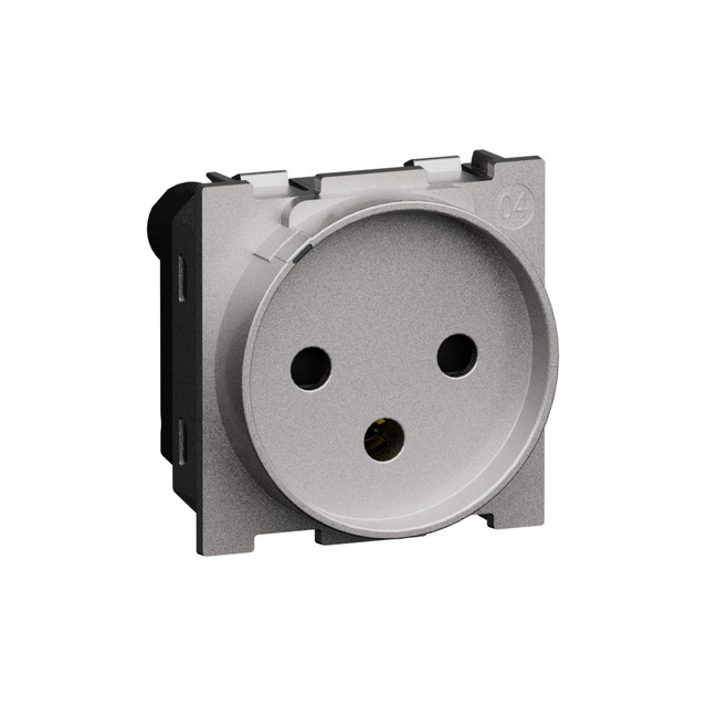 BTicino Israeli standard sockets 2 P+E 10/16 A 250 Va.c. socket - 2 modules. Steel — KS4183
