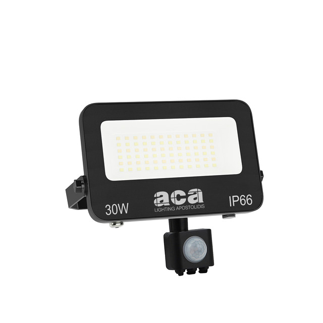 ACA Lighting LED SMD BLACK FLOOD LUMINAIRE WITH SENSOR 30W 3CCT 3000LM 185-260V RA>80 IP66 — N30CCTS