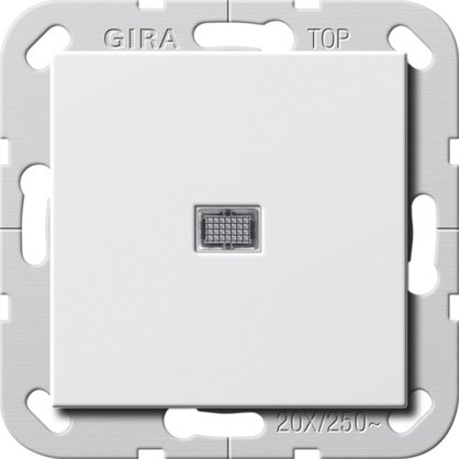 Gira British Standard rocker switch (BS EN 60669-1) 20 AX 250 V~ with rocker and control light pure white glossy Circuit breaker, 2-pole — 283403