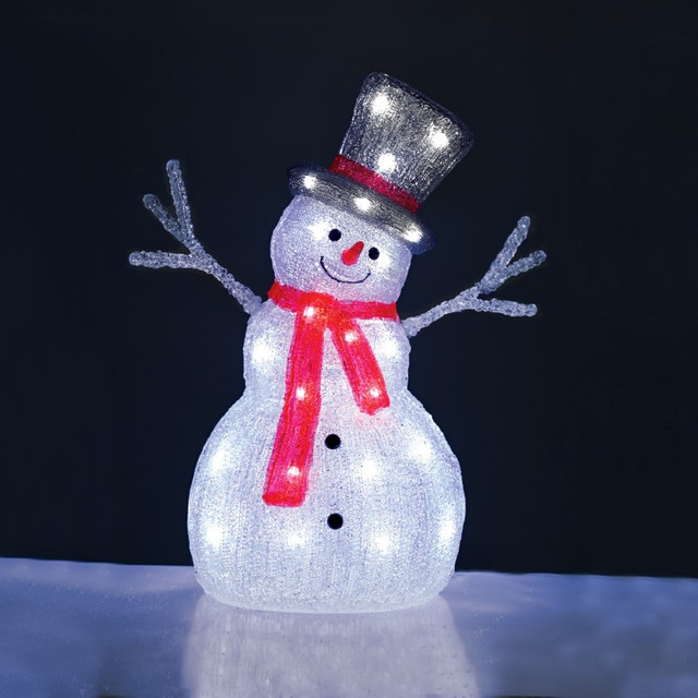 ACA Lighting ACRYLIC STANDING SNOWMAN 40 LED CW 31*22*45cm IP44 5m LEAD CABLE — X085402539