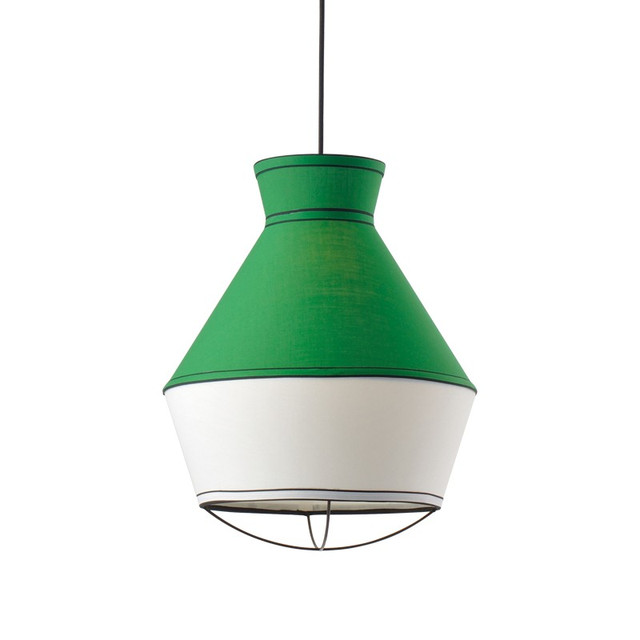 ACA Lighting NETTO PENDANT 1XE27 FABRIC EMERALD +WHITE Φ35ΧΗ120CM — V371961PE