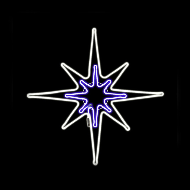 ACA Lighting "NORTH STAR" 600 NEON LED 6m DOUBLE SMD ROPE LIGHT, CW+BLUE STEADY, IP44, 81Χ81CM, 1.5m LEAD CABLE — X086002215