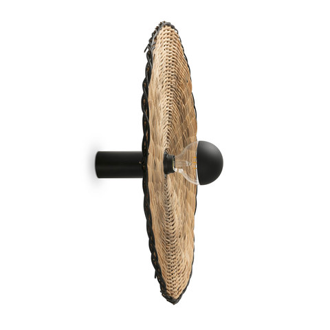 Faro Barcelona COSTAS 600 H140 Black/rattan wall/ceiling lamp — manufacturer representative image