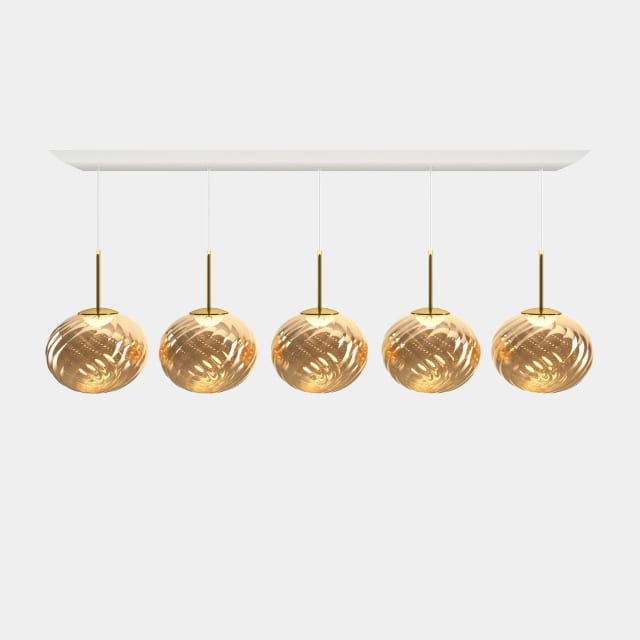 Tom Dixon Whirl Linear Pendant System | Gold Polished Polycarbonate — WLPS02GO-PEUM5