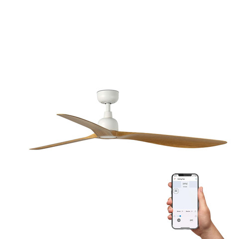Faro Barcelona OUTWOOD L Ceiling fan white/oak IP44 TUYA — manufacturer representative image