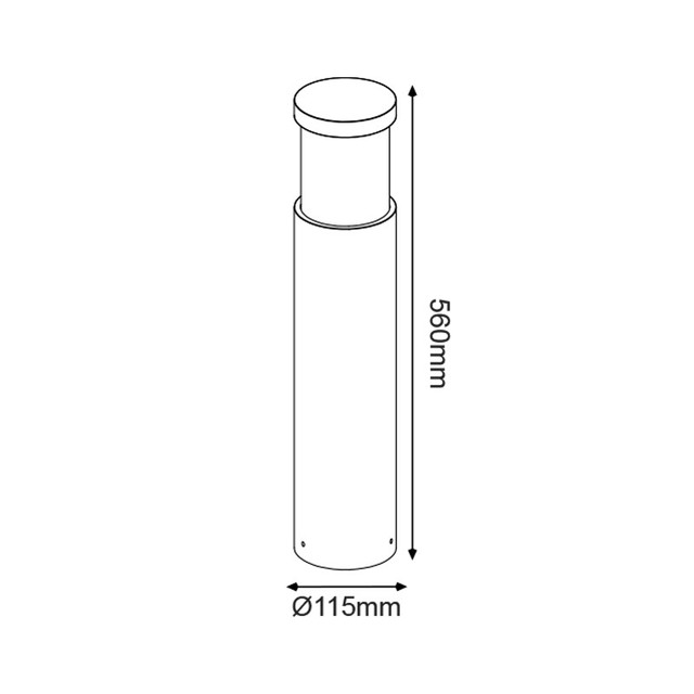 ACA Lighting POST LUMINAIRE 560MM IP65 E27 Max.7W WHITE CEMENT & PC DIFFUSER — MK031W-560
