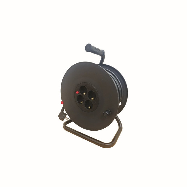 ACA Lighting CABLE REEL PLASTIC OPEN TYPE 4 SCHUKO SOCKETS CHILD PROT. & THERMAL CUT H05VV-F 3x2.5mm2 IP20 40m — BCR202540