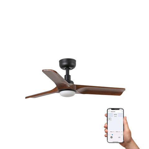Faro Barcelona HEYWOOD S LED Ceiling fan black/walnut 10W SWT TUYA — manufacturer representative image