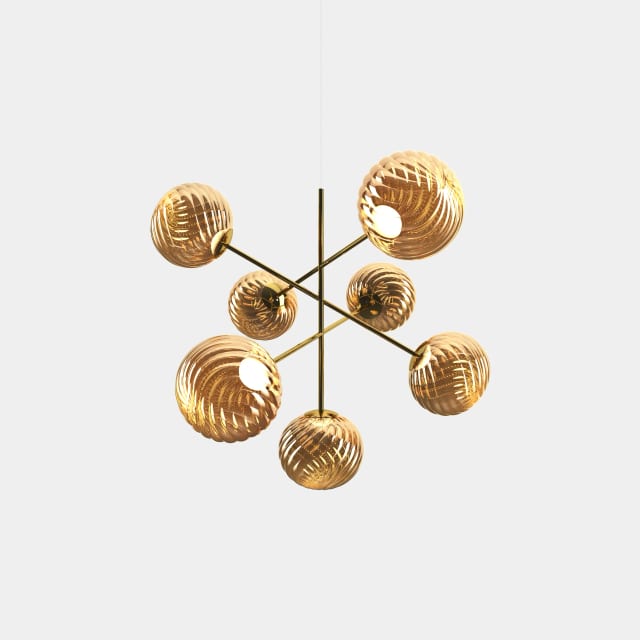 Tom Dixon Whirl Large Chandelier | Gold Polished Polycarbonate — WHC02GO-CEUM4