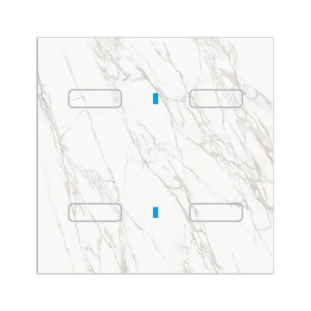 Blumotix Glass Marble cover — 4 buttons, square, white marble effect — BX-F-QWM4N
