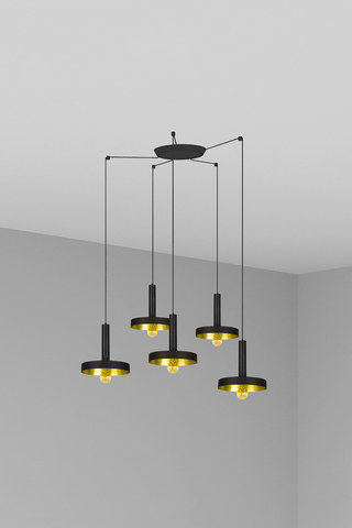 Faro Barcelona WHIZZ 5L Black/golden pendant lamp — manufacturer representative image