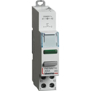 BTicino Switch 1NO - 20A - 110-400V - 1 module with green LED — FN51NAV110