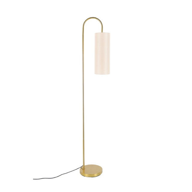 ACA Lighting FLOOR LAMP BRASS METAL BEIGE FABRIC SHADE 1ΧΕ27 L32*W24*H162.5cm ZORAN — MF240718