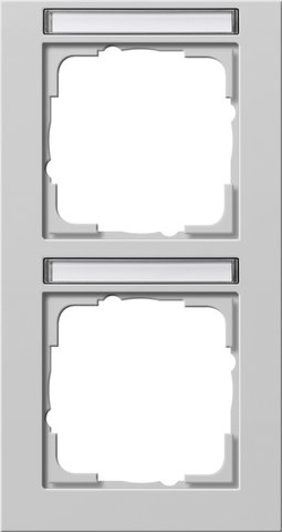 Gira E2 cover frame with inscription space grey matt grey matt (lacquered) — 110237