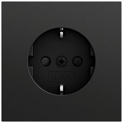Gira SCHUKO socket outlet 16 A 250 V~ with increased contact protection (Safety Plus) black matt (lacquered) Plug terminals — 445374