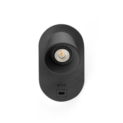 Faro Barcelona CORB USB C Black wall lamp — manufacturer representative image