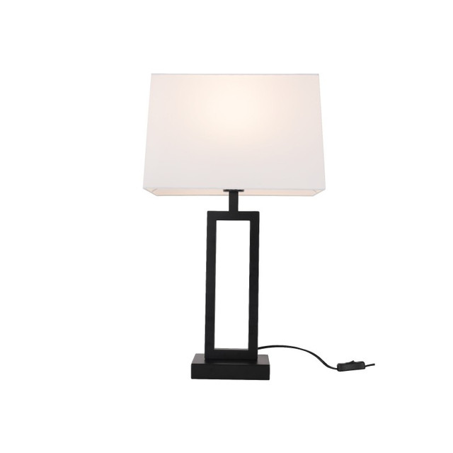 ACA Lighting SQUARE TABLE LAMP BLACK METAL WHITE FABRIC SHADE L36*W22*H63.5cm 1*E27 DENNIS — MT240515