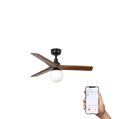 Faro Barcelona KLIM S Ceiling fan black/walnut E27 TUYA — manufacturer representative image