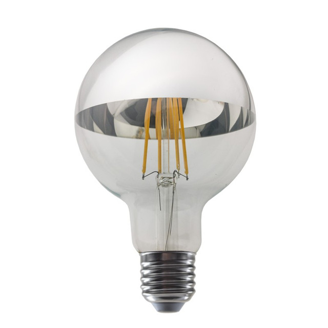 ACA Lighting LED FILAMENT E27 DIM G95 8W SILVER 2700K 230V AC 900LM RA80 30000H 180° — PALA958WWDIMS
