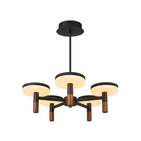 ACA Lighting ASIAN-PENDANT LAMP*5 SAND BLACK ALUMINIUM LED SMD 52W CCT 3380LM IP20 600X330-1230MM — manufacturer representative image