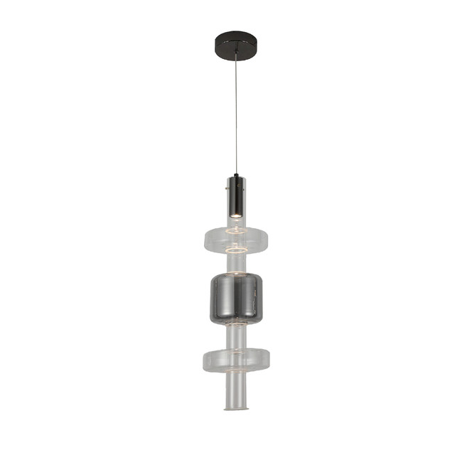ACA Lighting VYRA-PENDANT LAMP BLACK METAL + SMOKE GLASS COB 5W 3000K 450LM IP20 D200xH1200 — HM250263BC