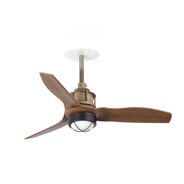 Faro Barcelona JUST FAN S RECESSED Old gold/walnut fan 3000K — 33428R1N