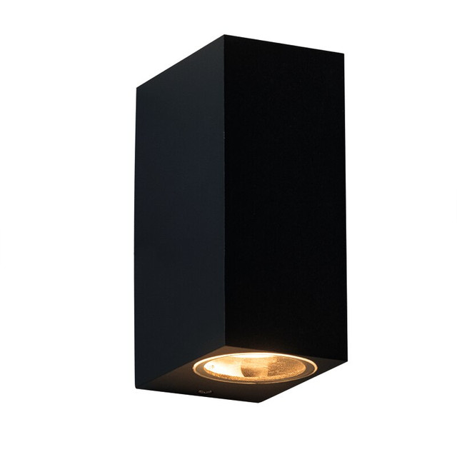 ACA Lighting LUMINAIRE WALL SAND BLACK GU10 230V AC IP44 MAX 2X7W — LG2204GU10B