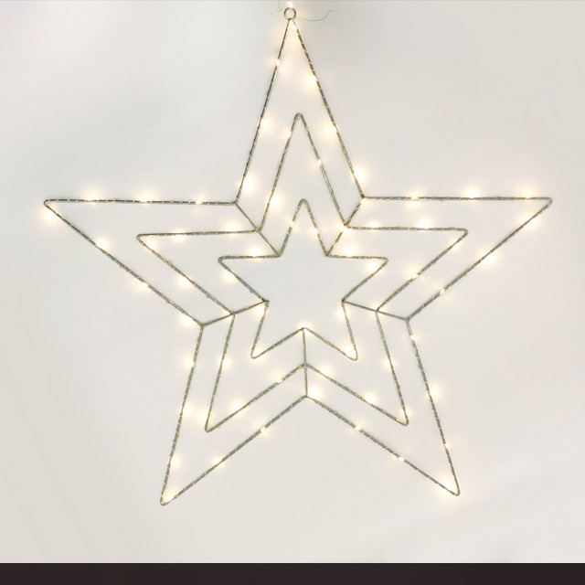 ACA Lighting "THREE STARS" 70 ΜΙΝΙ LED LIGHTS, WW, SILVER COPPER WIRE, ADAPT. (3.5VDC) , IP44 65.5X65.5CM & 3M TRAN/NT CABLE — X067014225