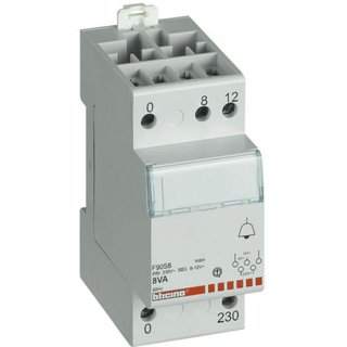 BTicino Transforme for ringtones and buzzers voltage from 230V to 12V - 8VA - 2 modules — F90S8