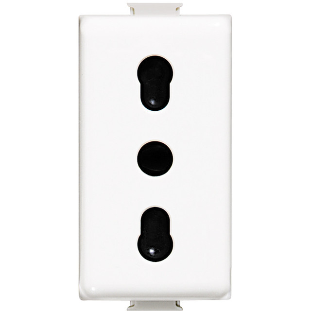 BTicino Socket 2P+T 16 A 250 Vac- centre distance 19 mm and 26 mm antibacterial — AM5180AB