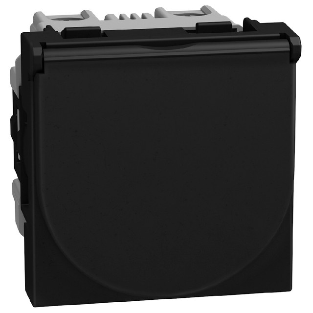 BTicino German standard socket 2P+E 16 A 250 V - with flap - 2 modules - dark — YD4141P