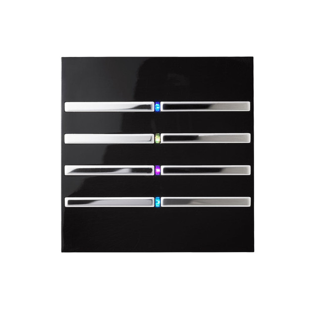 Blumotix KNX sensitive multifunction keypads cover — square 8 buttons - Black — BX-F-QKB-Chrome
