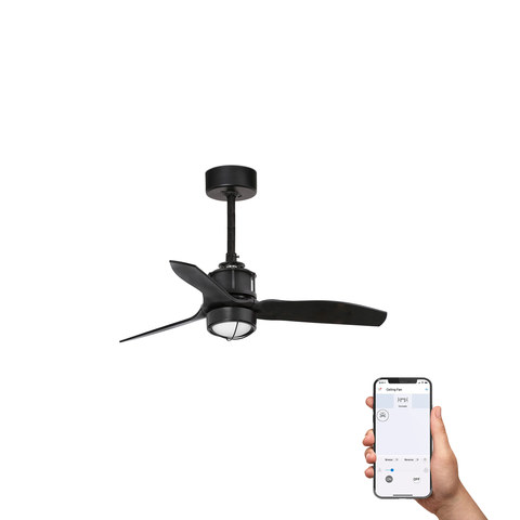 Faro Barcelona JUST FAN S Matt black fan 3000K TUYA — manufacturer representative image
