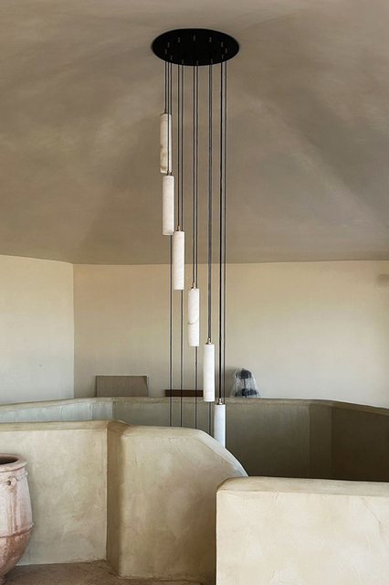 United Alabaster TUBULAR BELLS — alabaster pendant luminaire