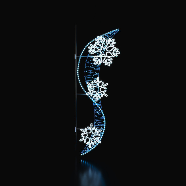 ACA Lighting STREET POLE XMAS "S" W/ SNOWFLAKES MOTIF 100 WHITE&BLUE STEADY LED 13m ROPE LIGHTS 1,5m CABLE IP65 1850x630x50mm — XPOLESNOFLAKE3