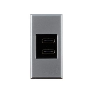 AVE USB TYPE C+C POWER SUPPLY, ALLUMIA S44, TECH GREY – GLOSSY FINISH – OUT 30 W PD IN 230V, 1 MOD. — 443082USBCC