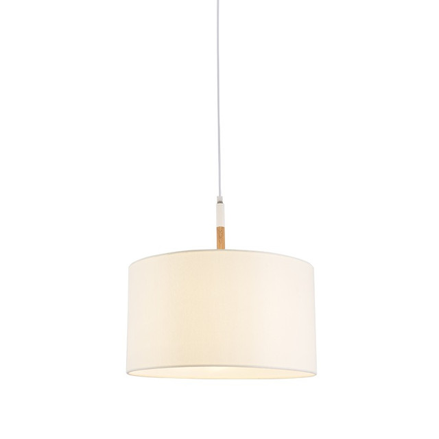ACA Lighting PENDANT 1ΧΕ27 METAL WHITE/ ABAZOUR+WOOD COLOR Φ40ΧΗ120CM YASMINE — OD650840PWH