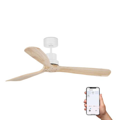 Faro Barcelona LANTAU L White/pine fan TUYA — manufacturer representative image