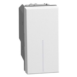 BTicino 4-way switch 1P 10AX 1 module white, rocker, lightable, screw & plate terminals — YW4004