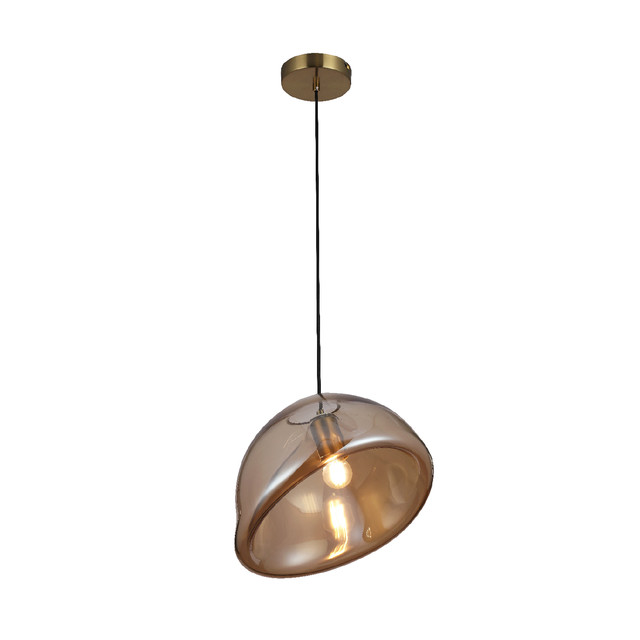 ACA Lighting SABI-PENDANT LAMP METAL +AMBER GLASS 1ΧΕ27 40W IP20 D300ΧH1200 — HM2360AM
