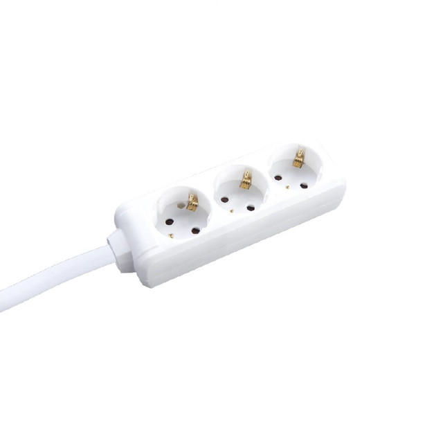 ACA Lighting MULTISTRIP 3 SOCKETS WITH CHILD PROTECTION NO SWITCH 16A IP20 WITH CABLE H05VV-F 3x1.5mm2/5m — BMS20C35 — manufacturer representative image