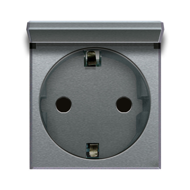 AVE 2P+E 16A SCHUKO SOCKET+LID ALLUM.2M — 443090SS