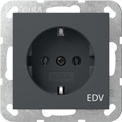 Gira SCHUKO socket outlet 16 A 250 V~ with imprint “EDV" anthracite System 55 — 445828